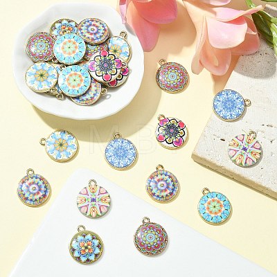 40Pcs 8 Style Alloy Printed Pendants PALLOY-SZ0001-34-1