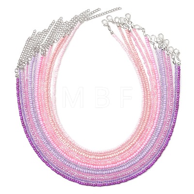 3MM Gradient Color Glass Seed Beaded Choker Necklaces for Women NJEW-JN05877-1