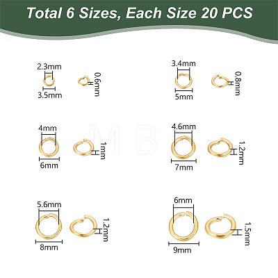 Unicraftale PVD Vacuum Plating 304 Stainless Steel Open Jump Rings STAS-UN0019-34G-1