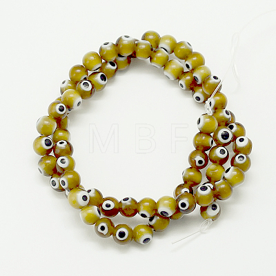 Handmade Evil Eye Lampwork Round Bead Strands X-LAMP-L055-8mm-02-1