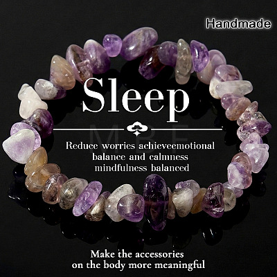 Natural Amethyst Chip Beaded Stretch Bracelets JI5766-9-1