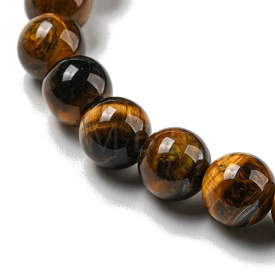 8.5mm Round Natural Tiger Eye Beaded Stretch Bracelets BJEW-C074-01Q-1