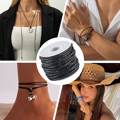10M Round Braided Leather Cord WL-CL0001-41B-1