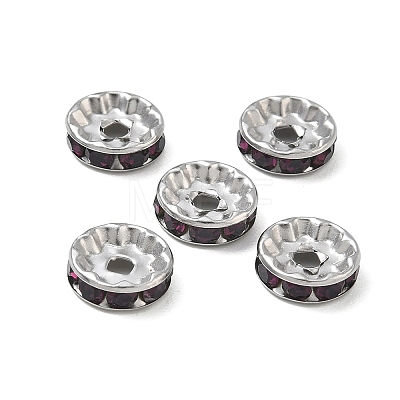 304 Stainless Steel Rhinestone Spacer Beads RB-CBA18B7-01P-14-1