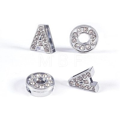 Brass Micro Pave Clear Cubic Zirconia Slide Charms ZIRC-NB0001-45P-NR-1