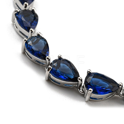 Teardrop Glass Link Chain Bracelets BJEW-H604-01P-02-1