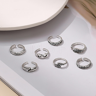 7Pcs Tibetan Style Alloy Cuff Toe Rings Sets WG87053-04-1