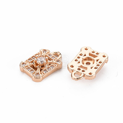 Rack Plating Brass Micro Pave Clear Cubic Zirconia Charms KK-T060-56-RS-1