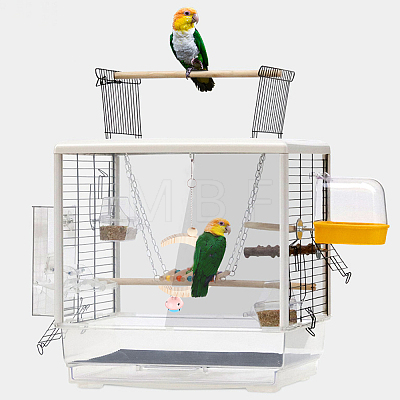 AHANDMAKER Pinewood Parrot Hanging Swing AJEW-GA0002-48-1