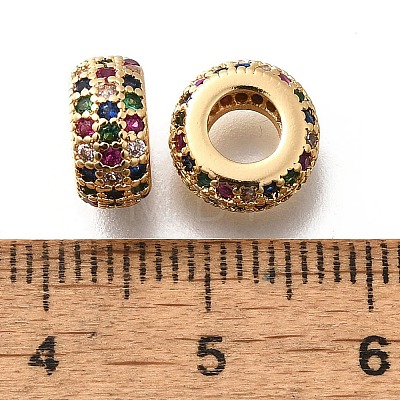 Brass Micro Pave Cubic Zirconia European Beads KK-M318-19G-1