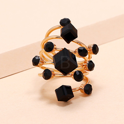 Alloy Rhinestone Multi-layer Rings VU7935-4-1