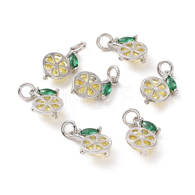 Brass Micro Pave Cubic Zirconia Charms ZIRC-G169-03P-1