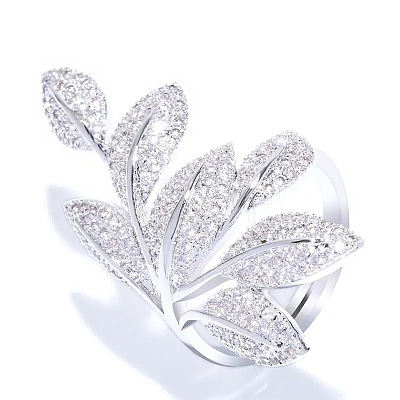 Brass Micro Pave Clear Cubic Zirconia Finger Rings FS-WG77E03-03-1