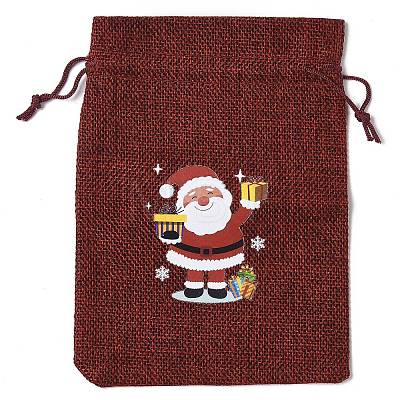 Christmas Theme Jute Cloth Storage Bags ABAG-F010-01B-07-1