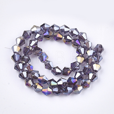 Electroplate Glass Beads Strands X-EGLA-Q118-6mm-B02-1