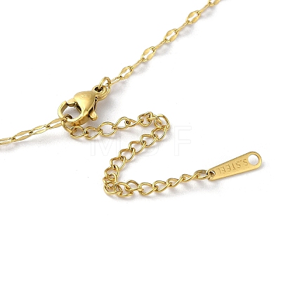 Rectangle with Heart Brass with Rhinestone Pendant Necklaces NJEW-Z026-05G-1