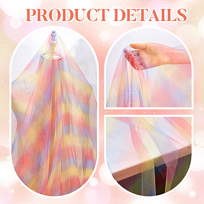 Rainbow Color Polyester Mesh Fabric DIY-WH0496-43B-1