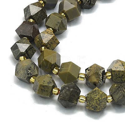 Natural Yellow Dendritic Jasper Beads Strands G-I376-A07-01-1