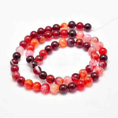 Natural Striped Agate/Banded Agate Bead Strands G-G962-8mm-06-1