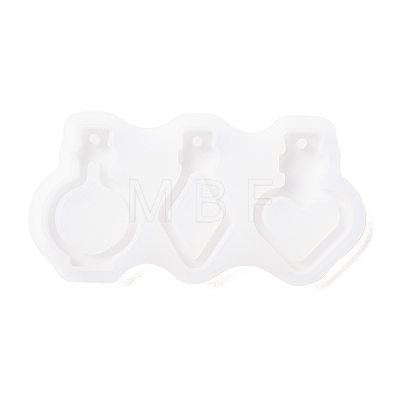 DIY Round & Rhombus & Heart Bottle Pendant Silicone Molds X-DIY-E036-13-1