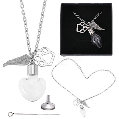 2Pcs 304 Stainless Steel Pendant Necklaces NJEW-DR00037-1