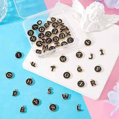 Initial Letter A~Z Alphabet Alloy Enamel Charms ENAM-TA0003-58-1