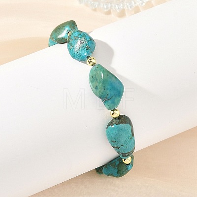 Dyed Natural Magnesite Nuggets Beaded Stretch Bracelets for Women BJEW-JB14253-1
