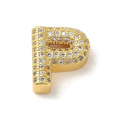 Brass Micro Pave Clear Cubic Zirconia Charms ZIRC-C009-01G-P-1