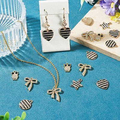 20Pcs 5 Styles Alloy Enamel Rhinestone Pendants ALRI-TA0001-46-1