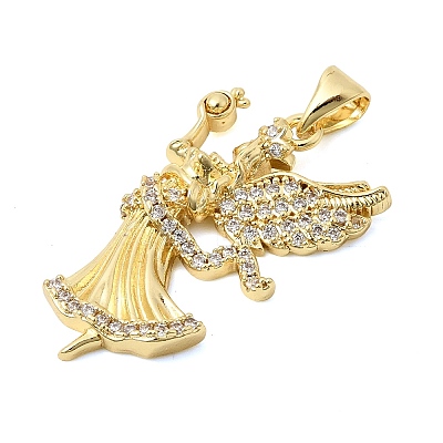 Brass Micro Pave Clear Cubic Zirconia Pendants KK-Z150-22G-01-1