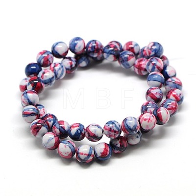 Dyed Round Synthetic Gemstone Ocean White Jade Beads Strands G-F085-12mm-M-1