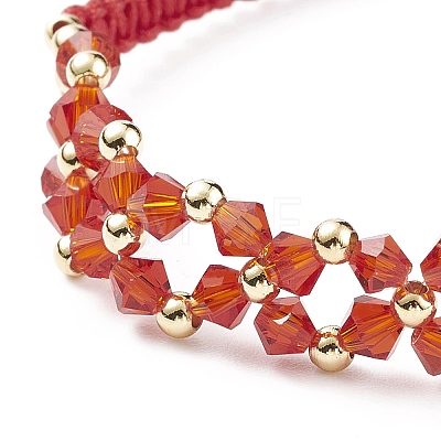 Glass Braided Flower Link Bracelet for Women BJEW-TA00130-03-1