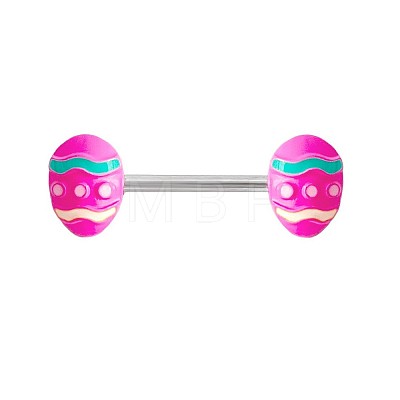 Easter Theme 316L Surgical Stainless Steel Hot Pink Enamel Nipple Nail Rings WGB4C2C-06-1