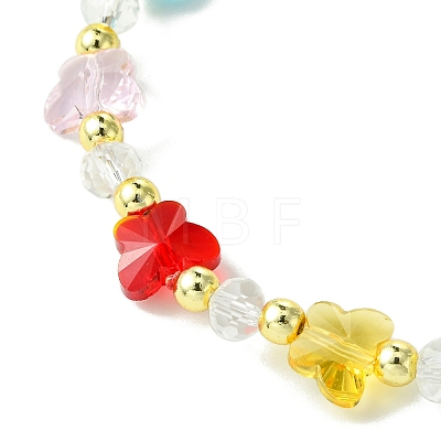 Transparent Glass Butterfly & Imitaiton Pearl Beaded Stretch Bracelets BJEW-JB10727-1