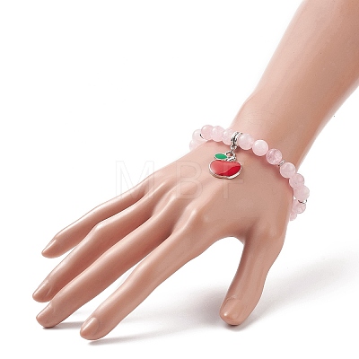 Natural Rose Quartz Beaded Stretch Bracelets BJEW-TA00228-1
