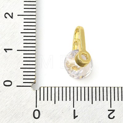 Flat Round Rack Plating Brass with Cubic Zirconia Pendants Charms X-KK-S396-21-1