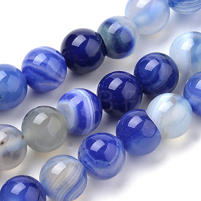 Natural Striped Agate/Banded Agate Beads Strands G-S259-04B-6mm-1