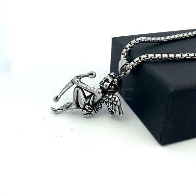 304 Stainless Steel Angel Pendant Punk Retro Necklaces for Men DL5553-1