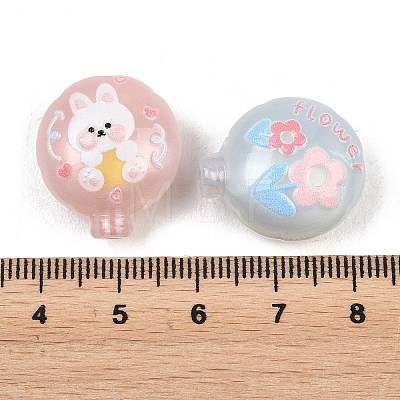 Printed Opaque Acrylic Beads OACR-D041-01B-1