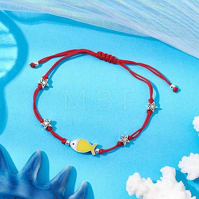 Nylon Braided Bead Bracelets for Women Men BJEW-JB11312-02-1