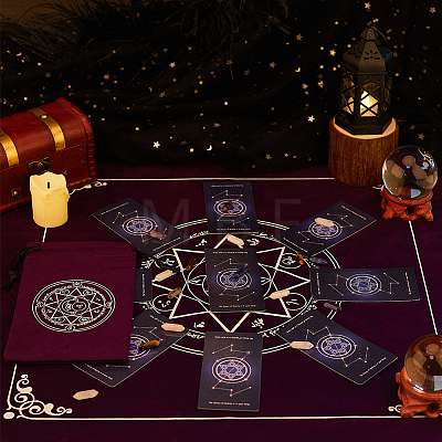 Star Pattern Square Velvet Tarot Tablecloth for Divination AJEW-WH0470-82C-1