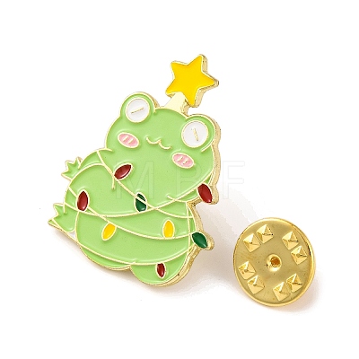 Christmas Frog Tree with Star Alloy Enamel Pins for Backpack Clothes JEWB-A024-01D-1