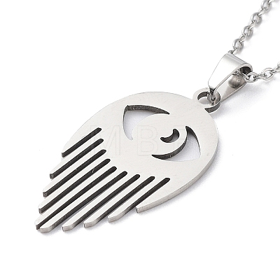 201 Stainless Steel Eye Pendant Necklace with Cable Chains NJEW-Q317-01P-1