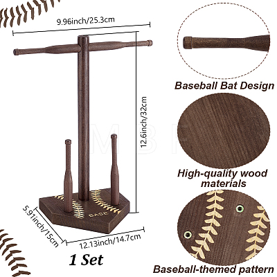 Baseball T Bar Wood Ring Display Stands RDIS-WH0019-22-1