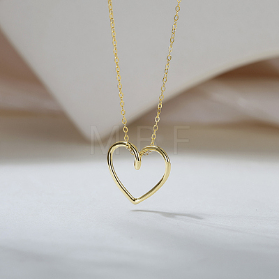 925 Sterling Silver Heart Pendant Necklaces for Women NJEW-C087-04G-1