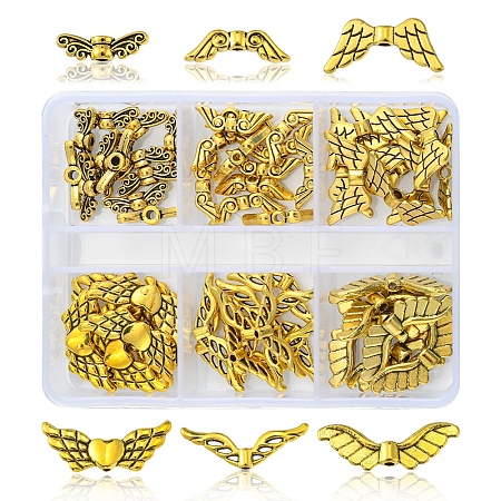 60Pcs 6 Style Tibetan Style Alloy Beads FIND-YW0001-50-1