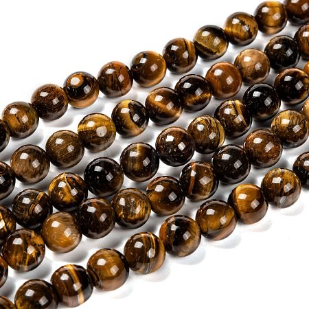 Natural Grade AB Tiger Eye Round Beads Strands X-G-O047-02-10mm-1