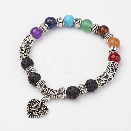 Gemstone Beaded Stretch Bracelets BJEW-P065-04-1