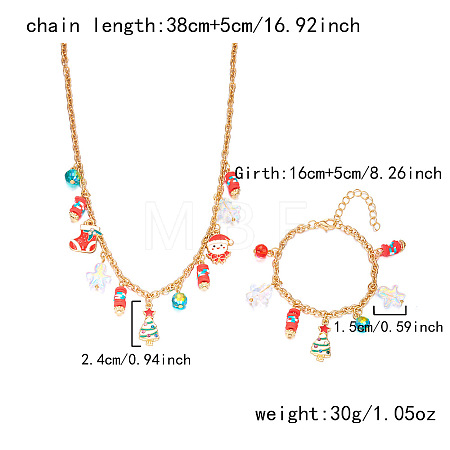 Christmas Alloy & Glass & Plastic & Polymer Clay Pendant Necklaces & Charm Bracelets Sets FS-WG7A63D-01-1