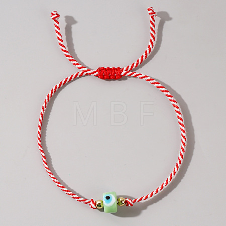 Adjustable Glass Evil Eye Braided Bead Bracelets for Men and Women PI2315-6-1